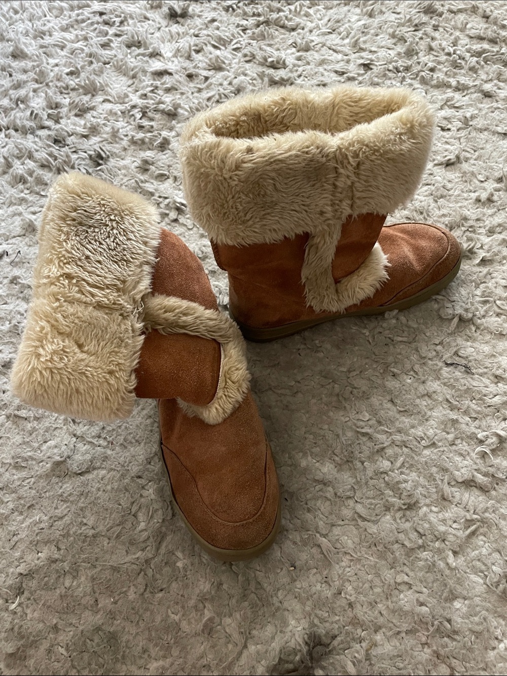 Style & Co. Tan Suede Faux Fur Cuff Winter Boots